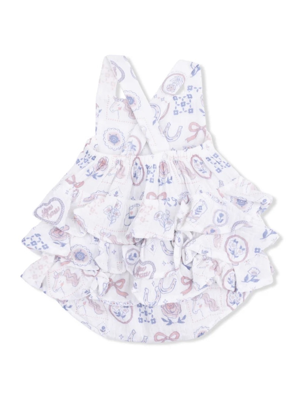 Angel Dear Western Heirlooms Ruffle Sunsuit Romper 0-3 3-6 6-12 12-18 18-24 - Picture 2 of 3